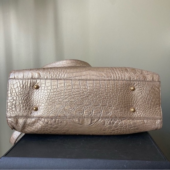 Brahmin | Pyrite Silver Champagne Gold Crocodile Alligator Leather Tote Bag - Picture 10 of 16